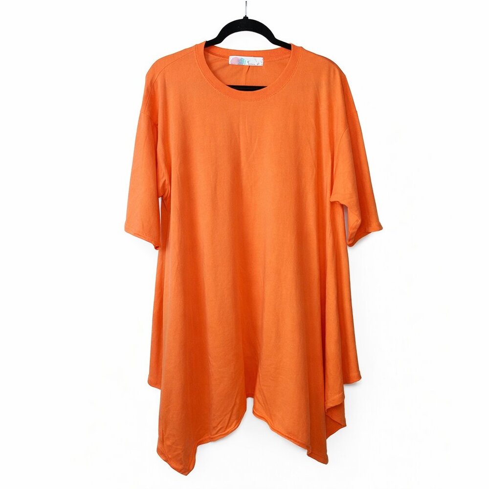 Free People Beach Kanah Tunic Dress M Orange Pima Cotton Oversized Asymmetrical - Picture 2 of 5